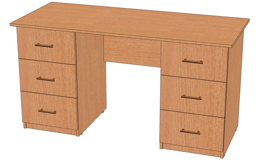 Rectangular Writing Desk with Two Pedestals, Model SPT-1