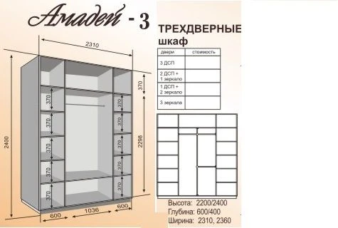Amadeus 3-Door Wooden Wardrobe for Clothes