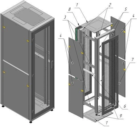 خزانة اتصالات مثبتة على الأرض 42U 600x2015x800-SG