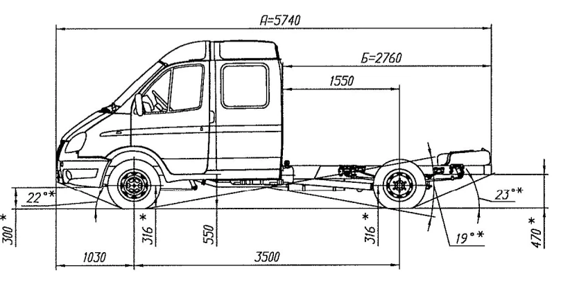 Truck Chassis 330232 with Euro-2 Gasoline Engine