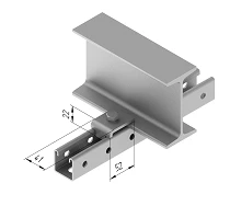 Beam clamp with thread SMA 652, with overall dimensions from 41x52 mm, metal thickness 5,0 mm, hot-dip galvanised steel