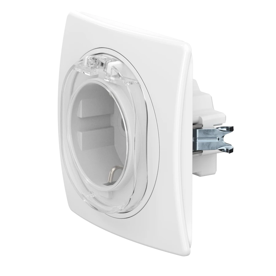 Caduceus Aling Eon White 16A Socket with Grounding and Ceramic Base, Model E603.00