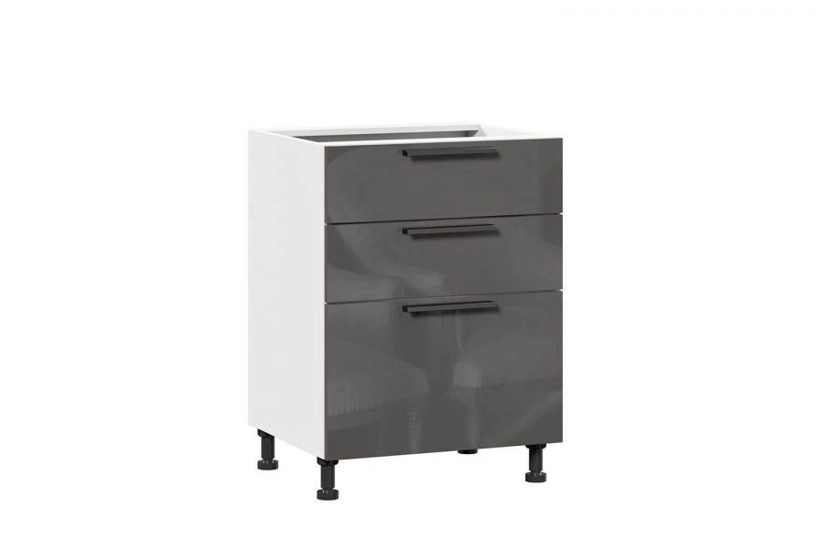 Anthracite Kitchen Cabinet Facade Set with 3 Drawers - Model LD.279140.000