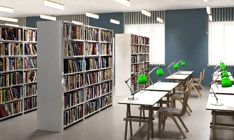 خزانة تخزين المكتبة للكتب والمواد