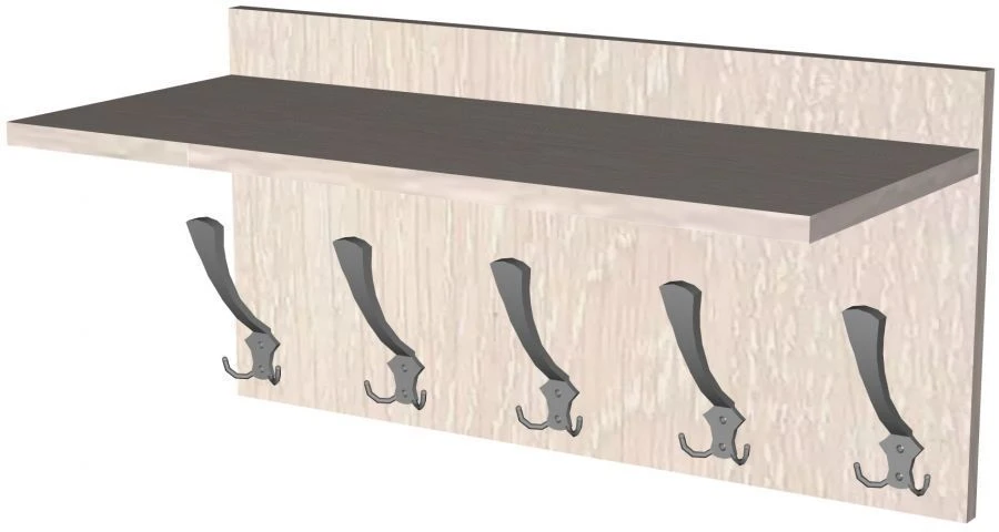 Wall-Mounted Coat Rack with 5 Hooks, 600x266x300 mm, 16mm MDF