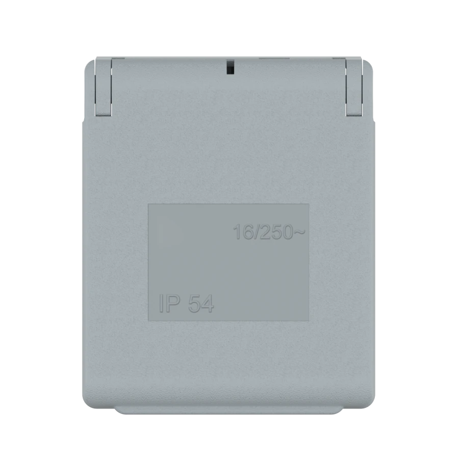 Panel Socket with Grounding 16A, 250V, IP54, Grey/Gray, Art. 231.11