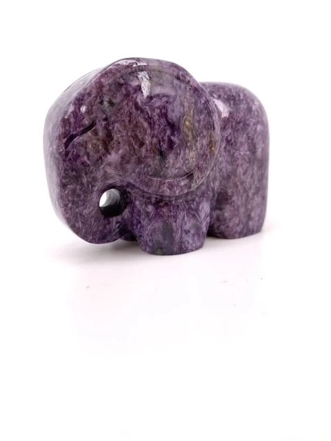 Charoite Elephant Figurine - Decorative Souvenir