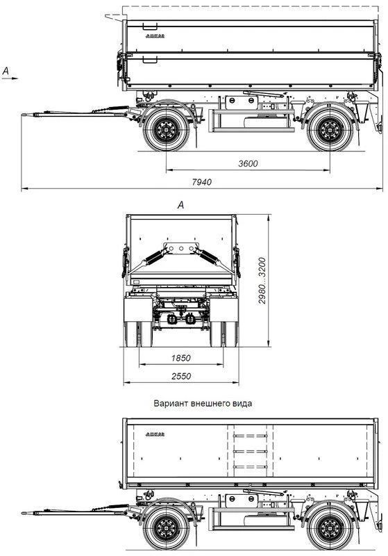 مقطورة تفريغ ثنائية المحاور لنقل المواد السائبة، سعة 12 طن 8595-22