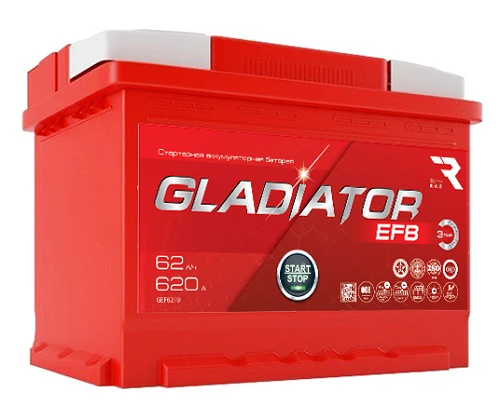 GLADIATOR EFB 6ST-62 Lead Acid Starter Battery